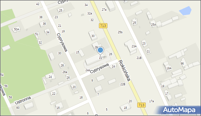 Kraszew, Cyprysowa, 11, mapa Kraszew