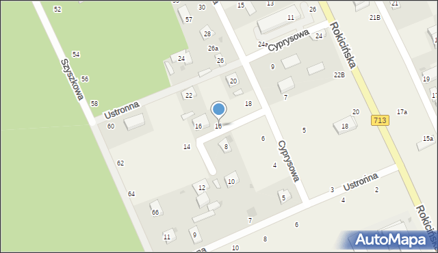 Kraszew, Cyprysowa, 16, mapa Kraszew
