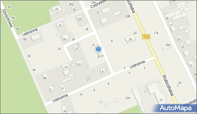 Kraszew, Cyprysowa, 4, mapa Kraszew