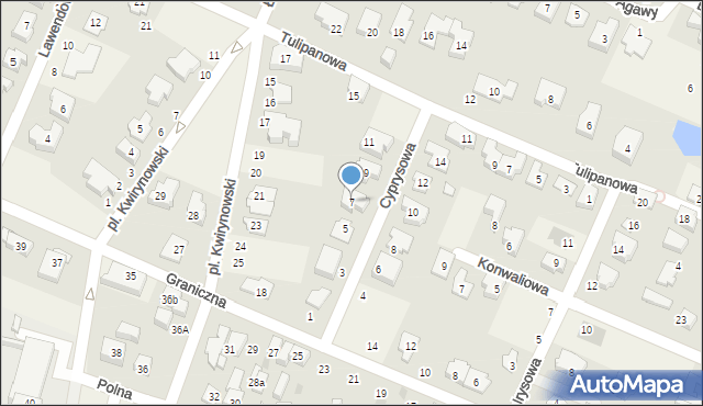 Kwirynów, Cyprysowa, 7, mapa Kwirynów