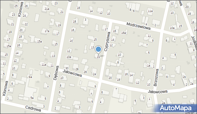 Łochowo, Cyprysowa, 11, mapa Łochowo