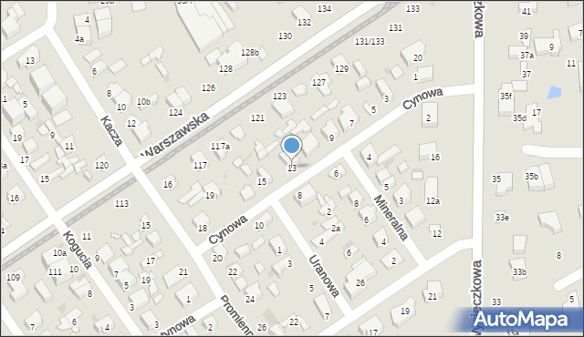 Łódź, Cynowa, 13, mapa Łodzi