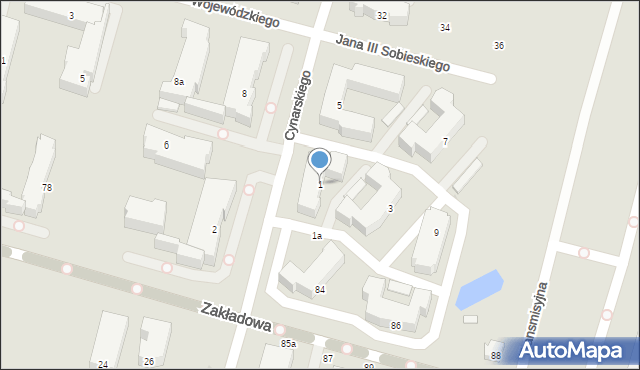 Łódź, Cynarskiego Mariana, 1, mapa Łodzi