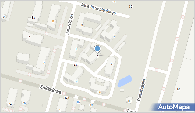 Łódź, Cynarskiego Mariana, 3, mapa Łodzi