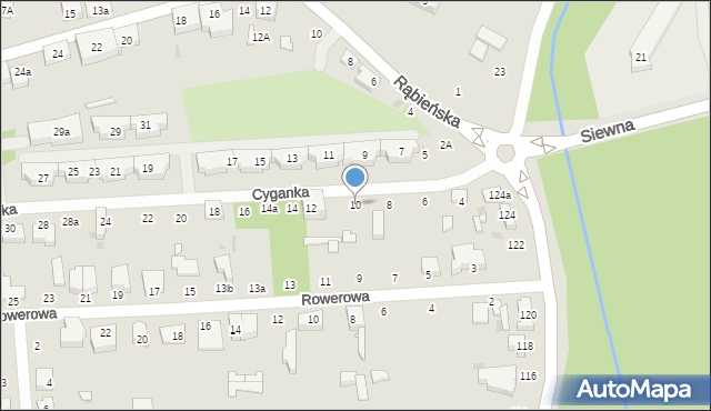 Łódź, Cyganka, 10, mapa Łodzi