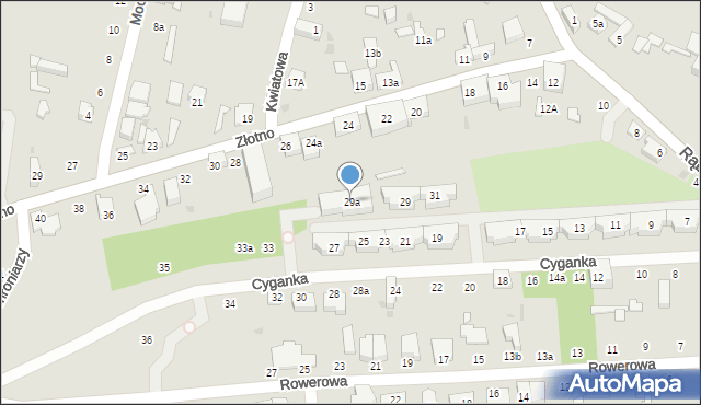 Łódź, Cyganka, 29a, mapa Łodzi