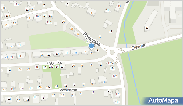 Łódź, Cyganka, 5, mapa Łodzi