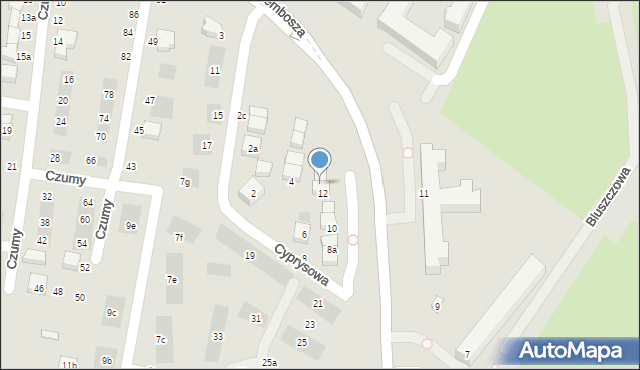 Lublin, Cyprysowa, 12a, mapa Lublina