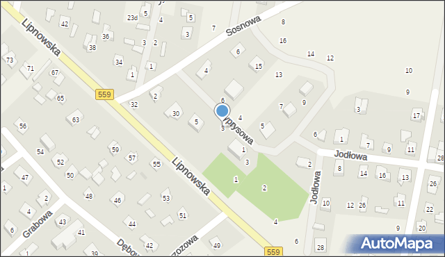 Maszewo Duże, Cyprysowa, 3, mapa Maszewo Duże