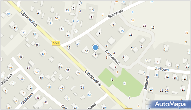 Maszewo Duże, Cyprysowa, 5, mapa Maszewo Duże