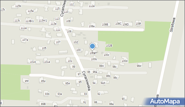 Mielec, Cyranowska, 100a, mapa Mielca