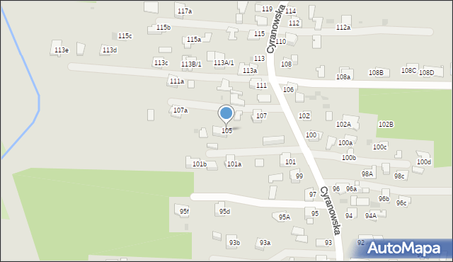 Mielec, Cyranowska, 105, mapa Mielca