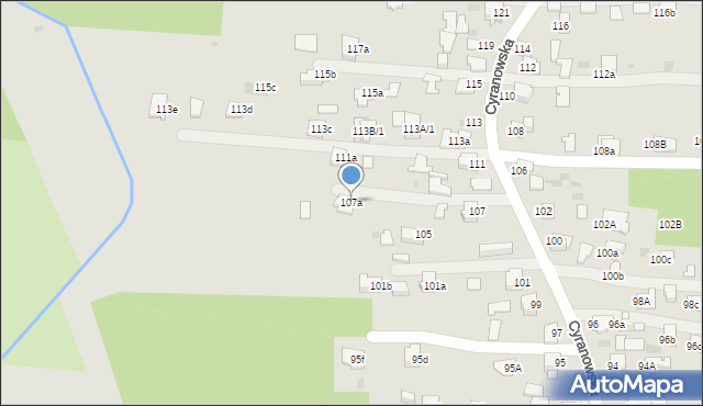 Mielec, Cyranowska, 107a, mapa Mielca