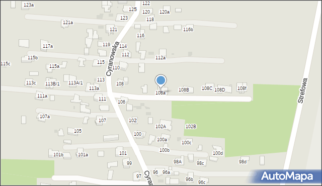 Mielec, Cyranowska, 108a, mapa Mielca