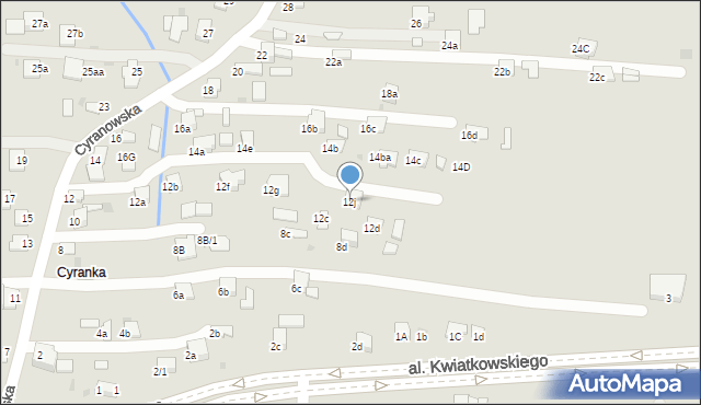 Mielec, Cyranowska, 12j, mapa Mielca