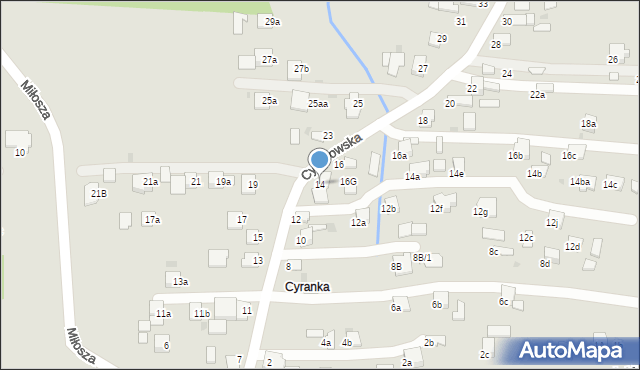 Mielec, Cyranowska, 14, mapa Mielca