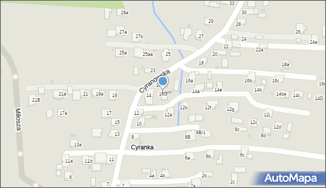 Mielec, Cyranowska, 16G, mapa Mielca