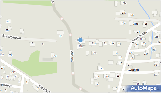 Mielec, Cyranowska, 21B, mapa Mielca