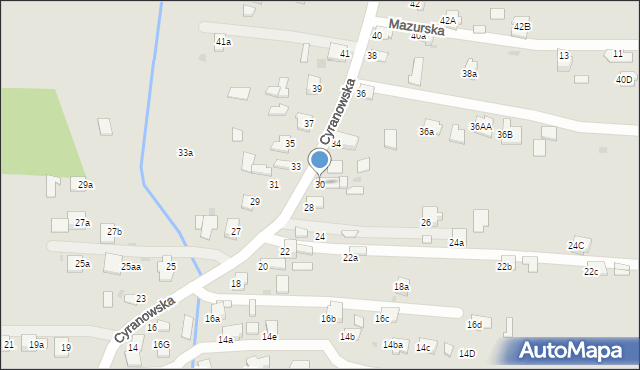 Mielec, Cyranowska, 30, mapa Mielca