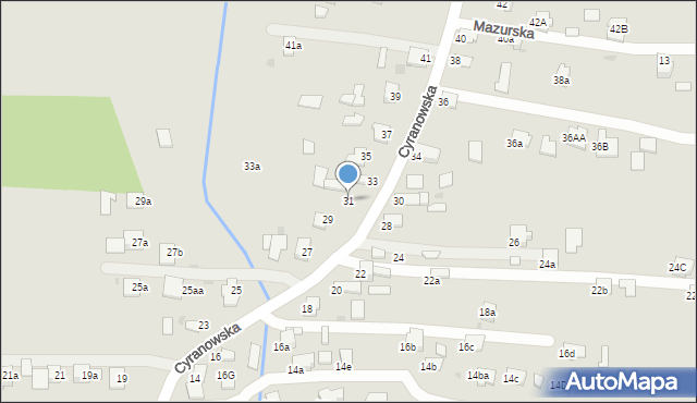 Mielec, Cyranowska, 31, mapa Mielca