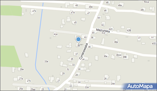 Mielec, Cyranowska, 39, mapa Mielca