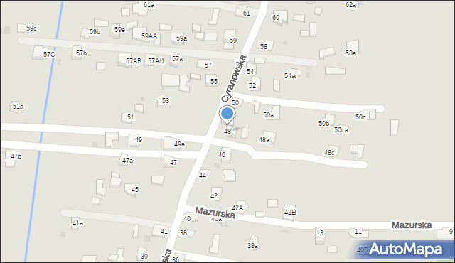 Mielec, Cyranowska, 48, mapa Mielca