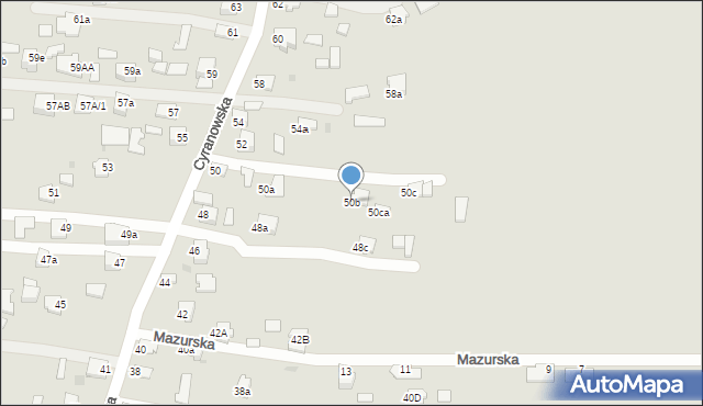 Mielec, Cyranowska, 50b, mapa Mielca