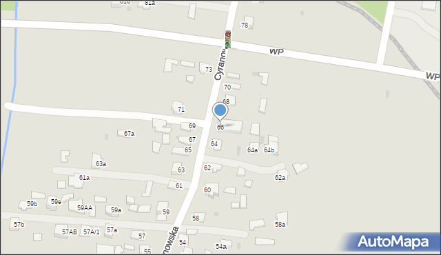 Mielec, Cyranowska, 66, mapa Mielca