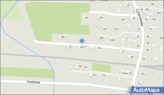 Mielec, Cyranowska, 87b, mapa Mielca