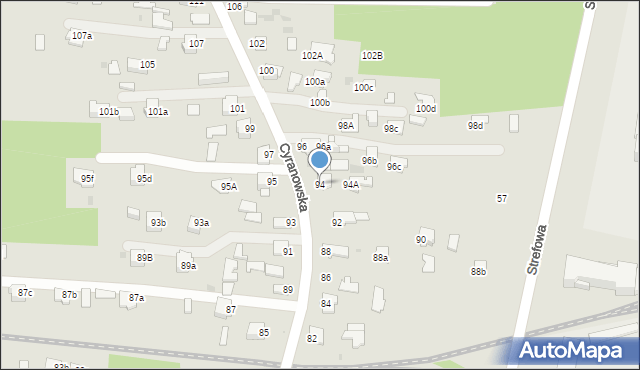 Mielec, Cyranowska, 94, mapa Mielca