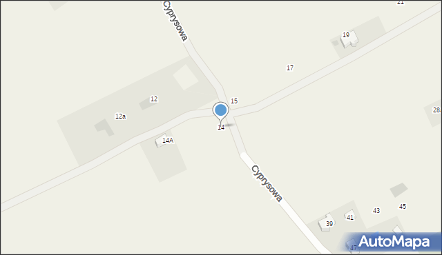 Mierzeszyn, Cyprysowa, 14, mapa Mierzeszyn