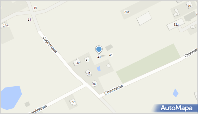 Mierzeszyn, Cyprysowa, 43, mapa Mierzeszyn