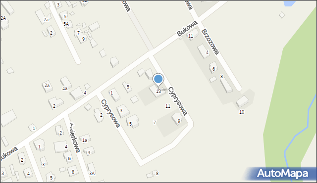 Modrzyca, Cyprysowa, 13, mapa Modrzyca
