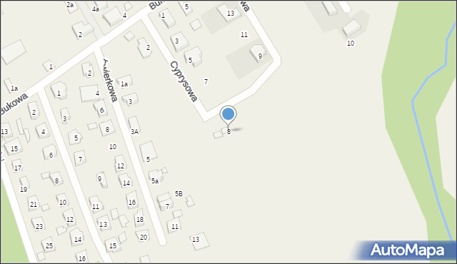 Modrzyca, Cyprysowa, 8, mapa Modrzyca