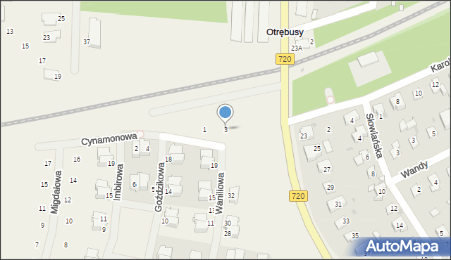 Otrębusy, Cynamonowa, 3, mapa Otrębusy