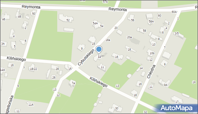 Otwock, Cybulskiego Hipolita, 14, mapa Otwock