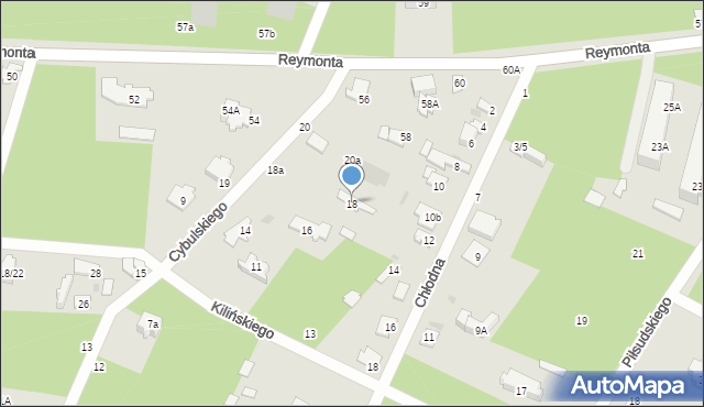 Otwock, Cybulskiego Hipolita, 18, mapa Otwock