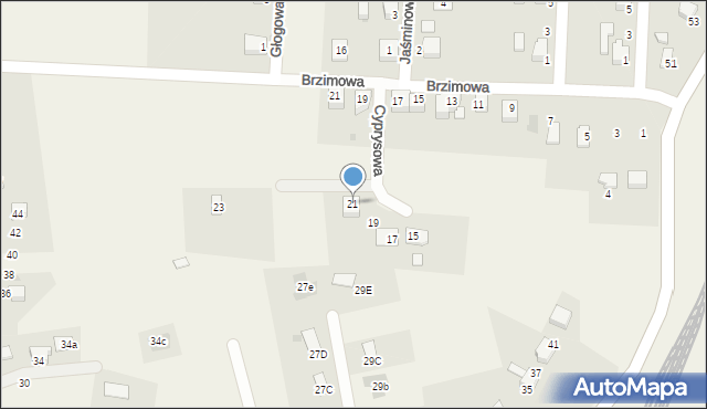 Pierściec, Cyprysowa, 21, mapa Pierściec