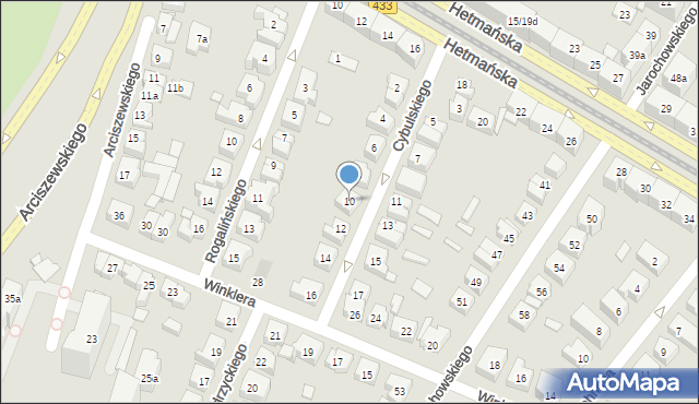 Poznań, Cybulskiego Wojciecha, 10, mapa Poznania