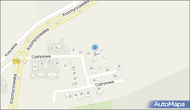 Prusy, Cyprysowa, 15, mapa Prusy