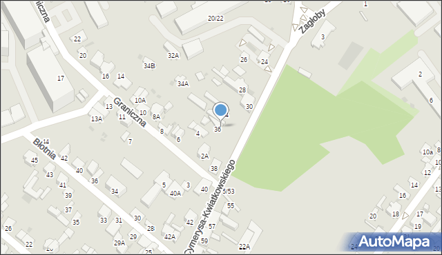 Radom, Cymerysa-Kwiatkowskiego Wiktora, 36A, mapa Radomia