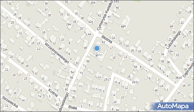 Radom, Cymerysa-Kwiatkowskiego Wiktora, 67, mapa Radomia