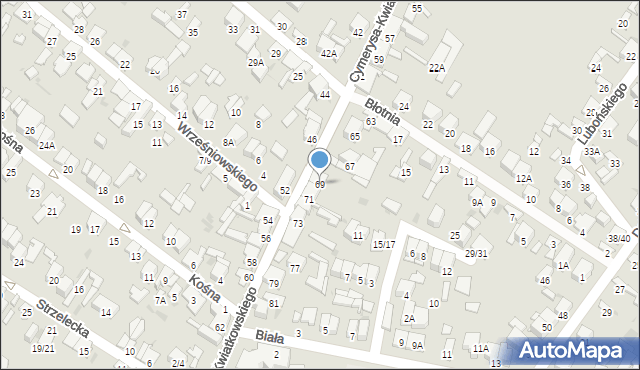 Radom, Cymerysa-Kwiatkowskiego Wiktora, 69, mapa Radomia