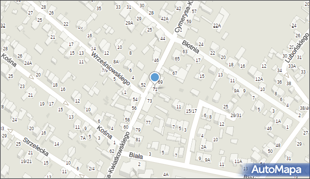 Radom, Cymerysa-Kwiatkowskiego Wiktora, 71, mapa Radomia