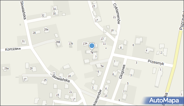 Rajsko, Cyklamenów, 7a, mapa Rajsko