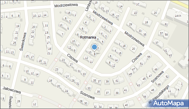 Rotmanka, Cyprysowa, 9, mapa Rotmanka