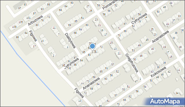 Skórzewo, Cytrynowa, 78, mapa Skórzewo