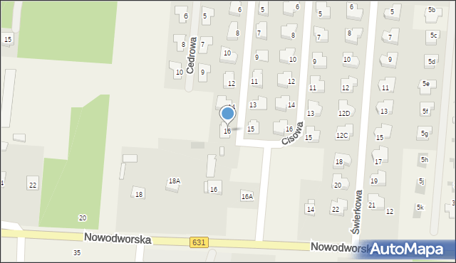 Skrzeszew, Cyprysowa, 16, mapa Skrzeszew