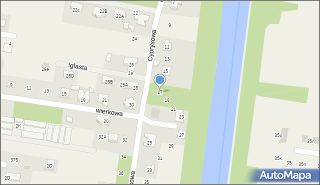 Stanisławów Pierwszy, Cyprysowa, 17, mapa Stanisławów Pierwszy