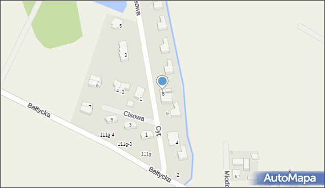 Stare Bielice, Cyprysowa, 8, mapa Stare Bielice